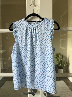 Lilly Pulitzer Blue Polka Dot Sleeveless Shirt